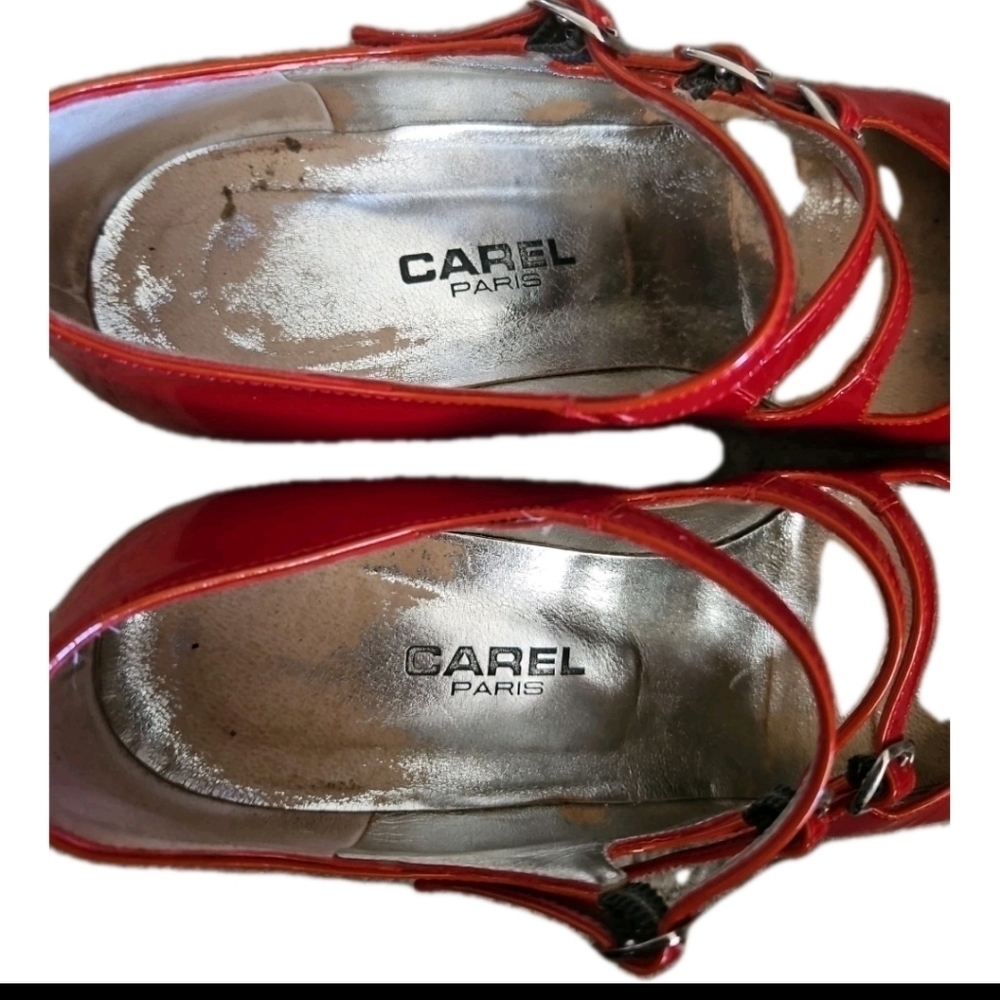 CAREL Womens Red Kina Patent Mary Jane Ballerina Pumps 38.5 - Picture 9 of 16